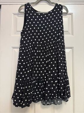 Urban Outfitters Black and White Polka Dot Tiered A-Line Skirt